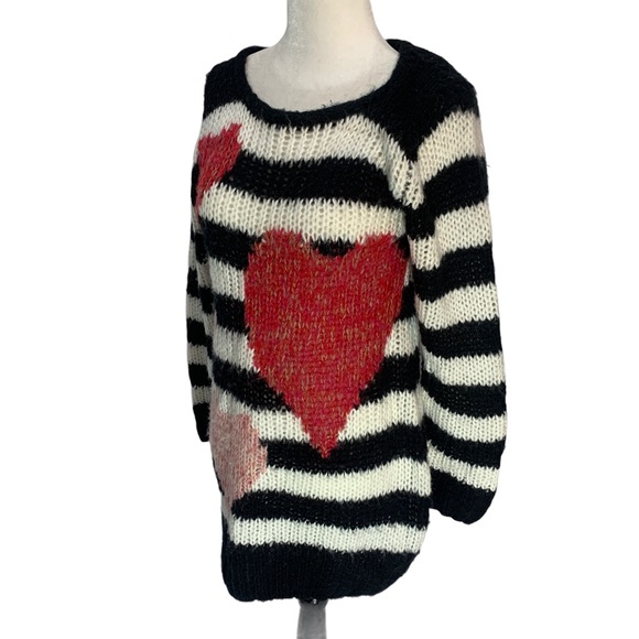 Anthropologie Katsumi Chunky Knit Striped Sweater Black/White Size M - Picture 4 of 8